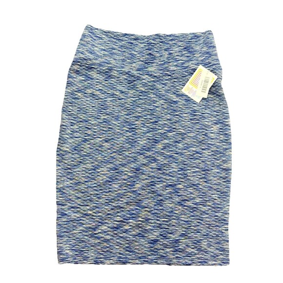 NEW Lularoe Cassie Skirt Women's L Blues Fitted  Pull On Stretch NWT - Picture 1 of 10